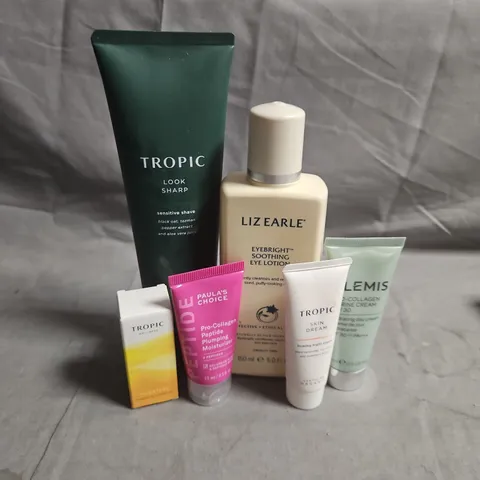 LOT OF 5 ASSORTED COSMETIC PRODUCTS TO INCLUDE - TROPIC SENSITIVE SHAVE - ELEMIS PRO-COLLAGEN MARINE CREAM - PAULA'S CHOICE PRO-COLLAGEN PEPTIDE PLUMPING MOISTURISER - ETC