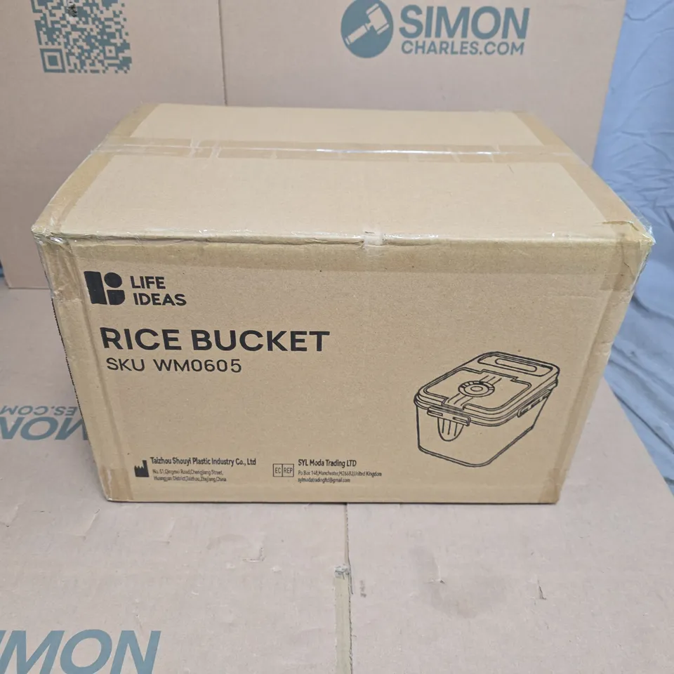 LIFE IDEAS RICE BUCKET  – PLASTIC KITCHEN STORAGE CONTAINER (BOXED)