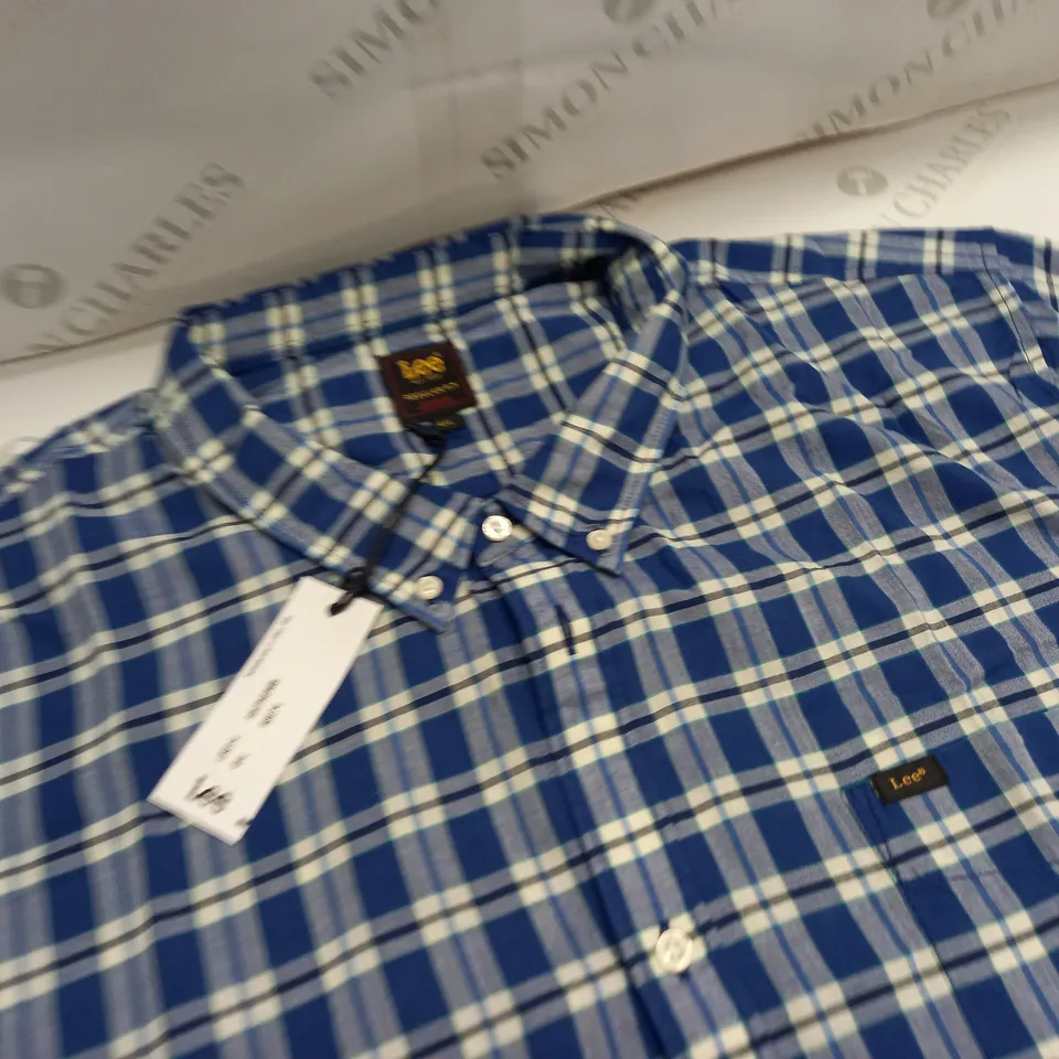 LEE BLUE CHECK SHORT SLEEVE SHIRT - 4XL