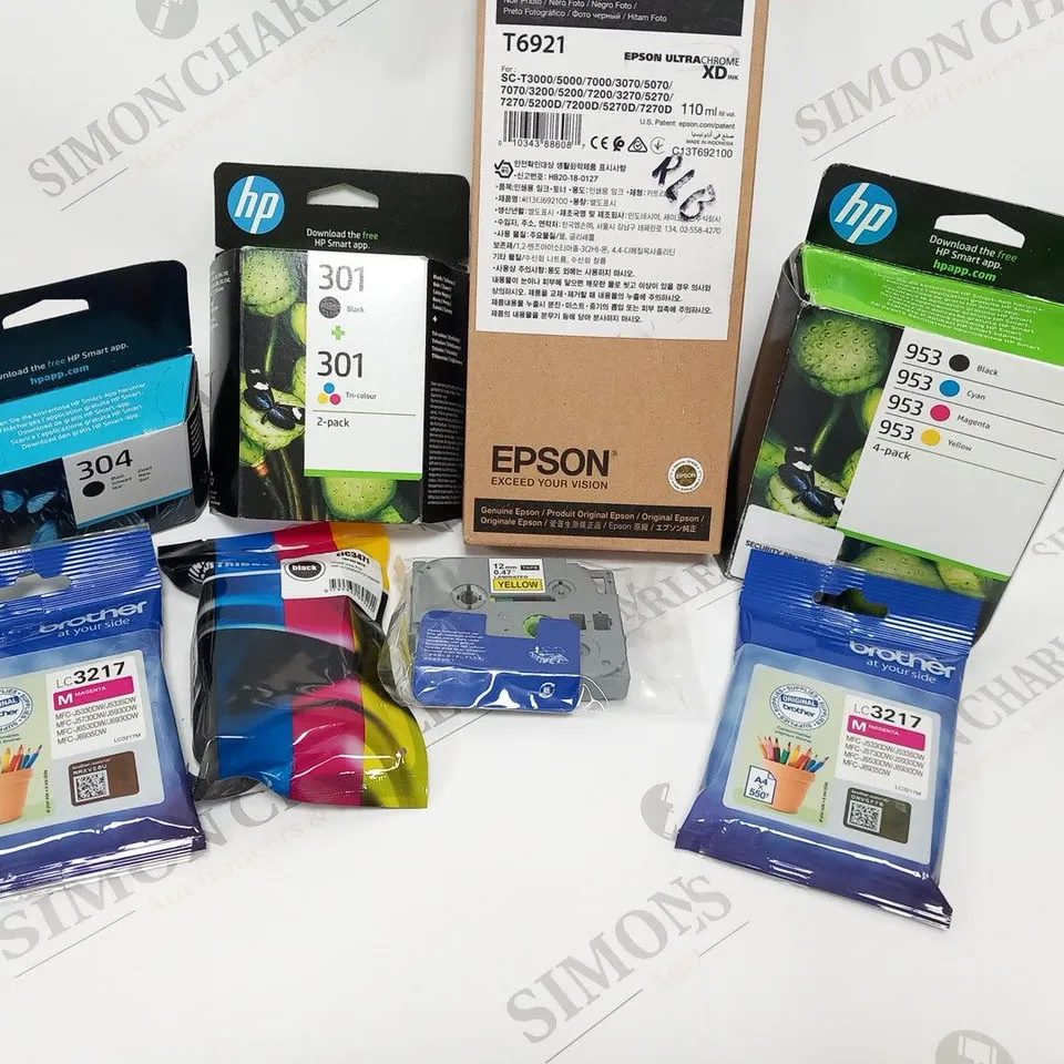 APPROXIMATELY 35 ASSORTED INK CARTRIDGES TO INCLUDE; EPSON, BROTHER AND HO