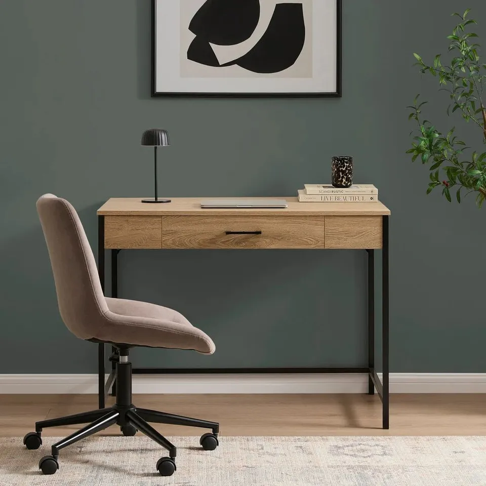 BOXED DUSK RILEY DESK WITH DRAWER - LIGHT WOOD (1 BOX)
