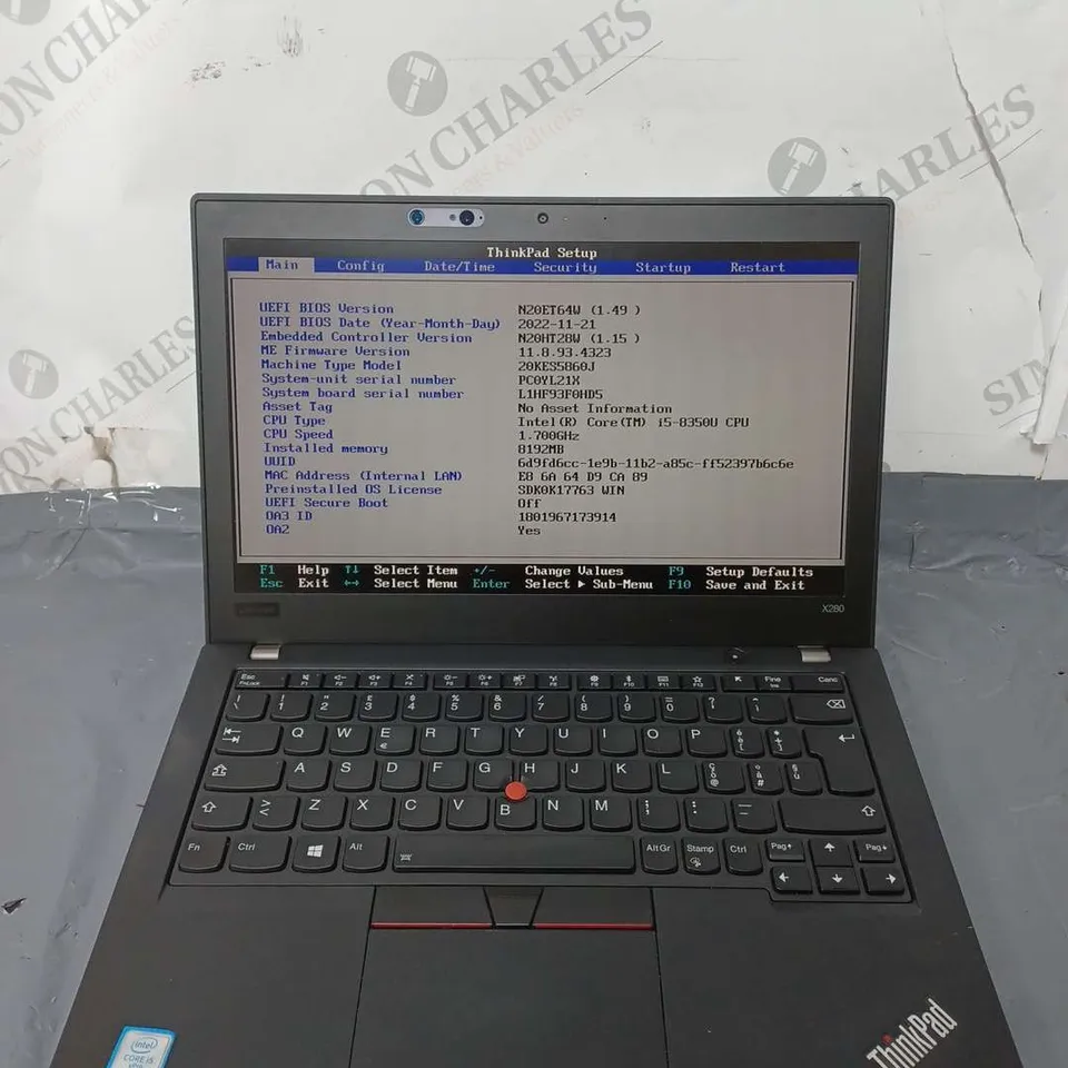 LENOVO THINKPAD X280 12 INCH I5-8350U 1.70GHZ