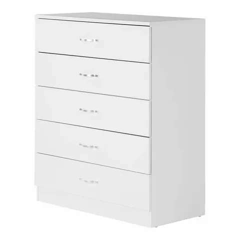 BOXED MAYBERY 5 DRAWER 75CM W CHEST OF DRAWERS - WHITE (1 BOX)