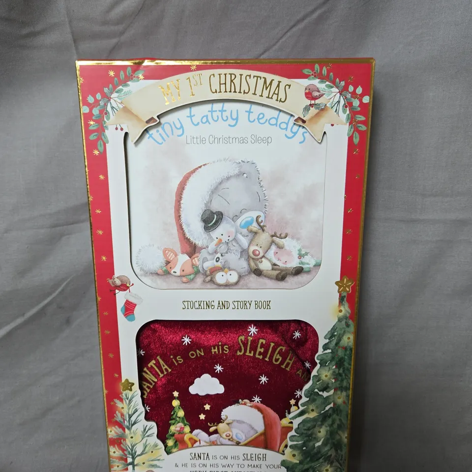 MY 1ST CHRISTMAS TINY TATTY TEDDY STOCKING & STORY BOOK (BOXED)