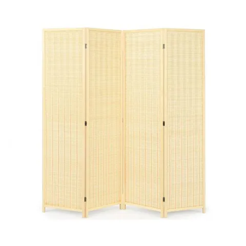 BOXED COSTWAY 6FT 4-PANEL PORTABLE FOLDING ROOM DIVIDER SCREEN - NATURAL