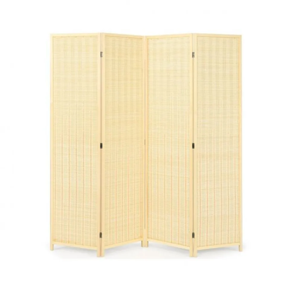 BOXED COSTWAY 6FT 4-PANEL PORTABLE FOLDING ROOM DIVIDER SCREEN - NATURAL