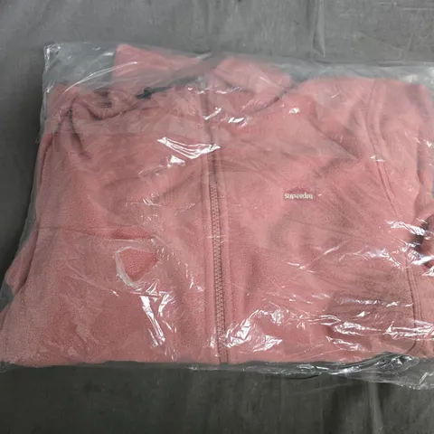 BAGGED SUPERDRY POLAR FLEECE FULL ZIP IN ASH ROSE - UK 10