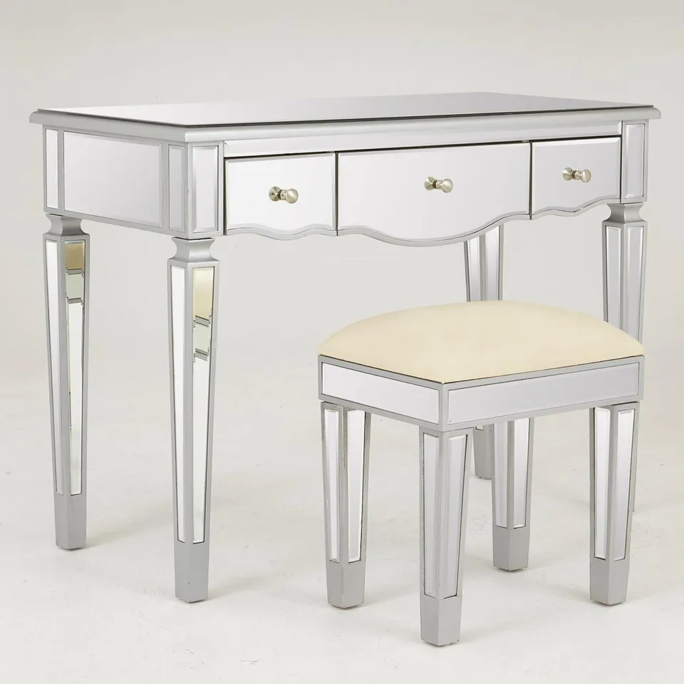 BOXED MIRAGE MIRRORED DRESSING TABLE AND STOOL (1 BOX) RRP £249