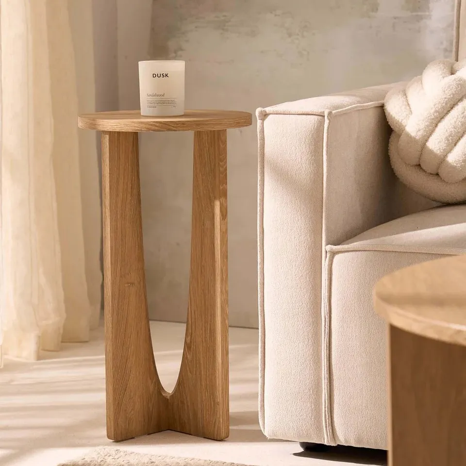 BOXED DUSK LANA ROUND SIDE TABLE - LIGHT WOOD (1 BOX)