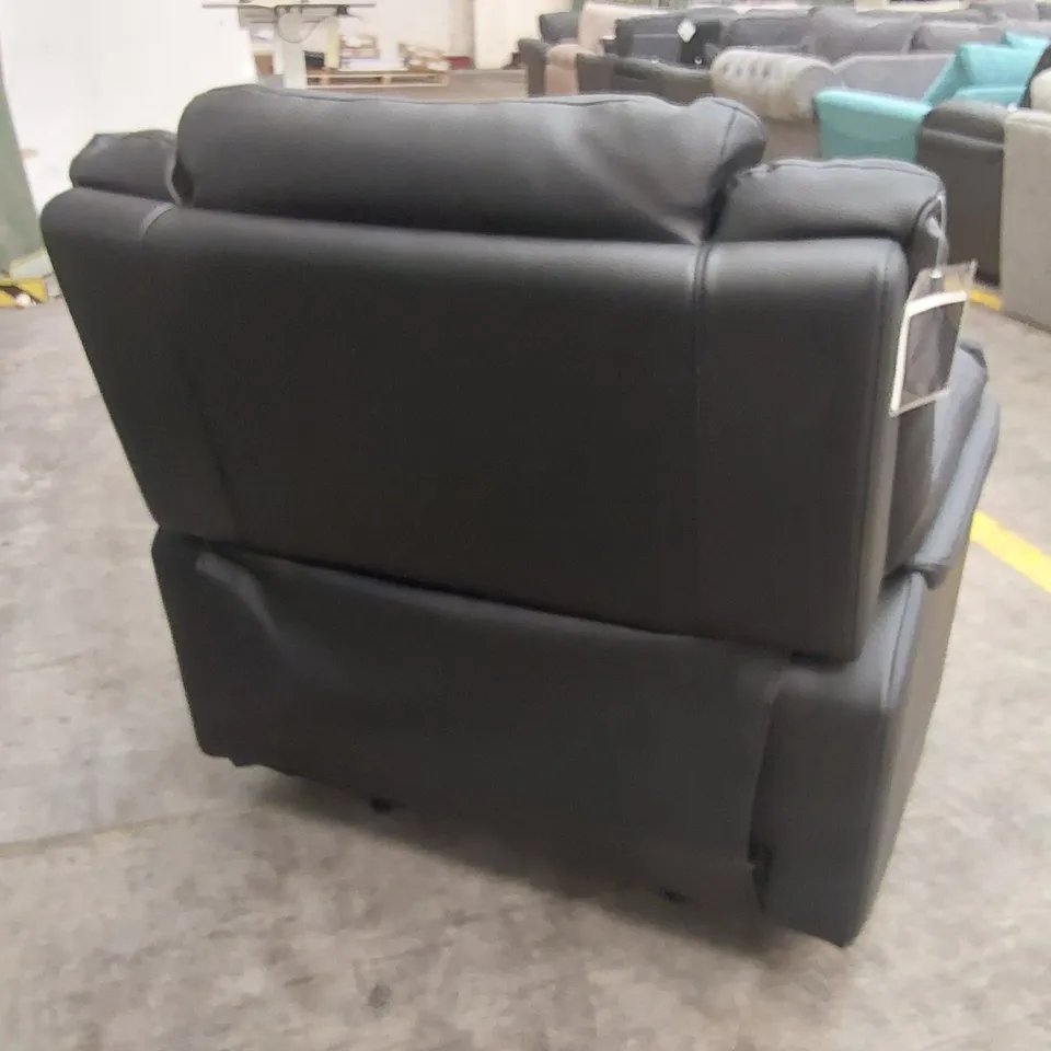ALBION LUXURY FAUX LEATHER HIGH BACK MANUAL RECLINER ARMCHAIR - BLACK RRP £499