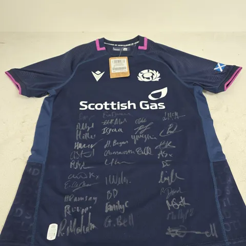 SCOTLAND RUGBY UNION HOME REPLICA JERSEY- SIGNED - UK SIZE 12
