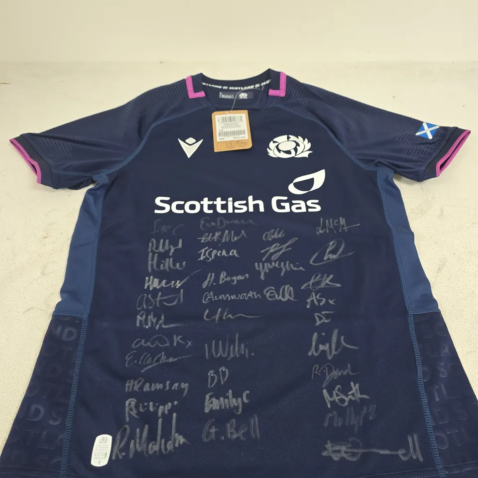 SCOTLAND RUGBY UNION HOME REPLICA JERSEY- SIGNED - UK SIZE 12