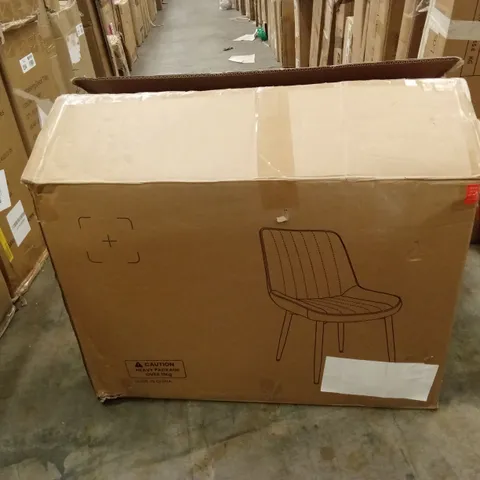 BOXED SET OF 2 IVORY FABRIC DINING CHAIRS
