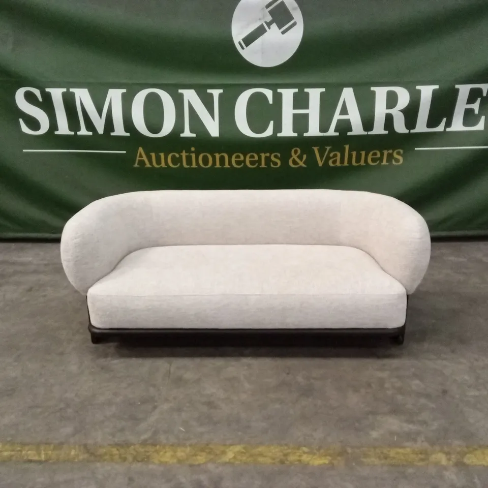 DANETTI FLORENCE NATURAL FABRIC WITH DARK WOOD 2 SEATER SOFA RRP £1099