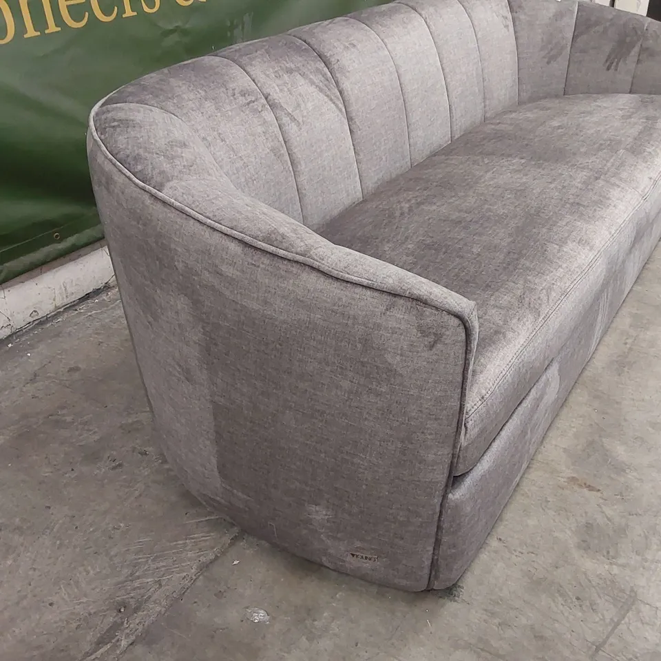 QUALITY DESIGNER BRIDGITTE 3 SEATER UPHOLSTERED SOFA - GREY