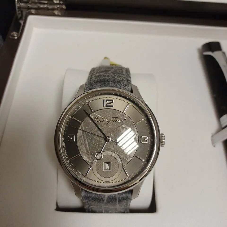 BOXED MATHEY TISSOT GENTS LTD ED METEORITE WATCH WITH PEN