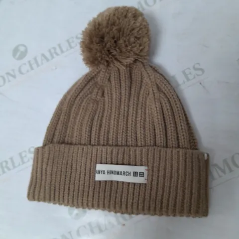 ANYA HINDMARCH POM POM BEANIE IN BROWN