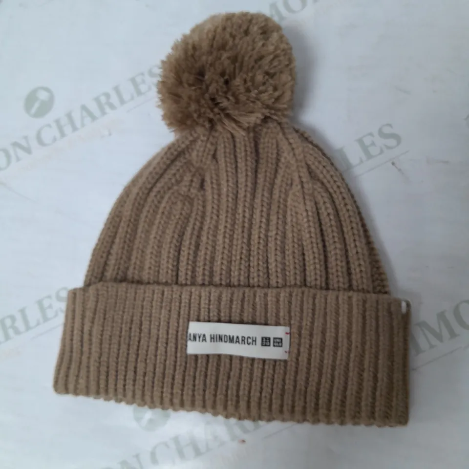 ANYA HINDMARCH POM POM BEANIE IN BROWN