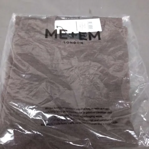 BAGGED ME+EM WOOL JERSEY CREW NECK LONG SLEEVE MOCHA MELANGA SIZE 6