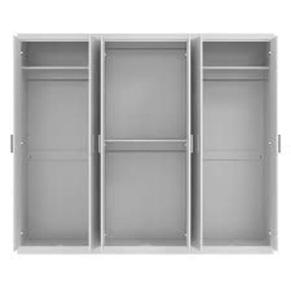 BOXED KIMBERLEY 6 DOOR WARDROBE WITH MIRROR - COOL GREY (3 BOXES)