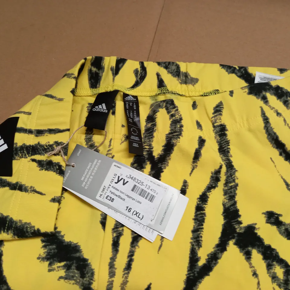 ADIDAS ICON LEGGINGS IN YELLOW/BLACK - 16(XL)