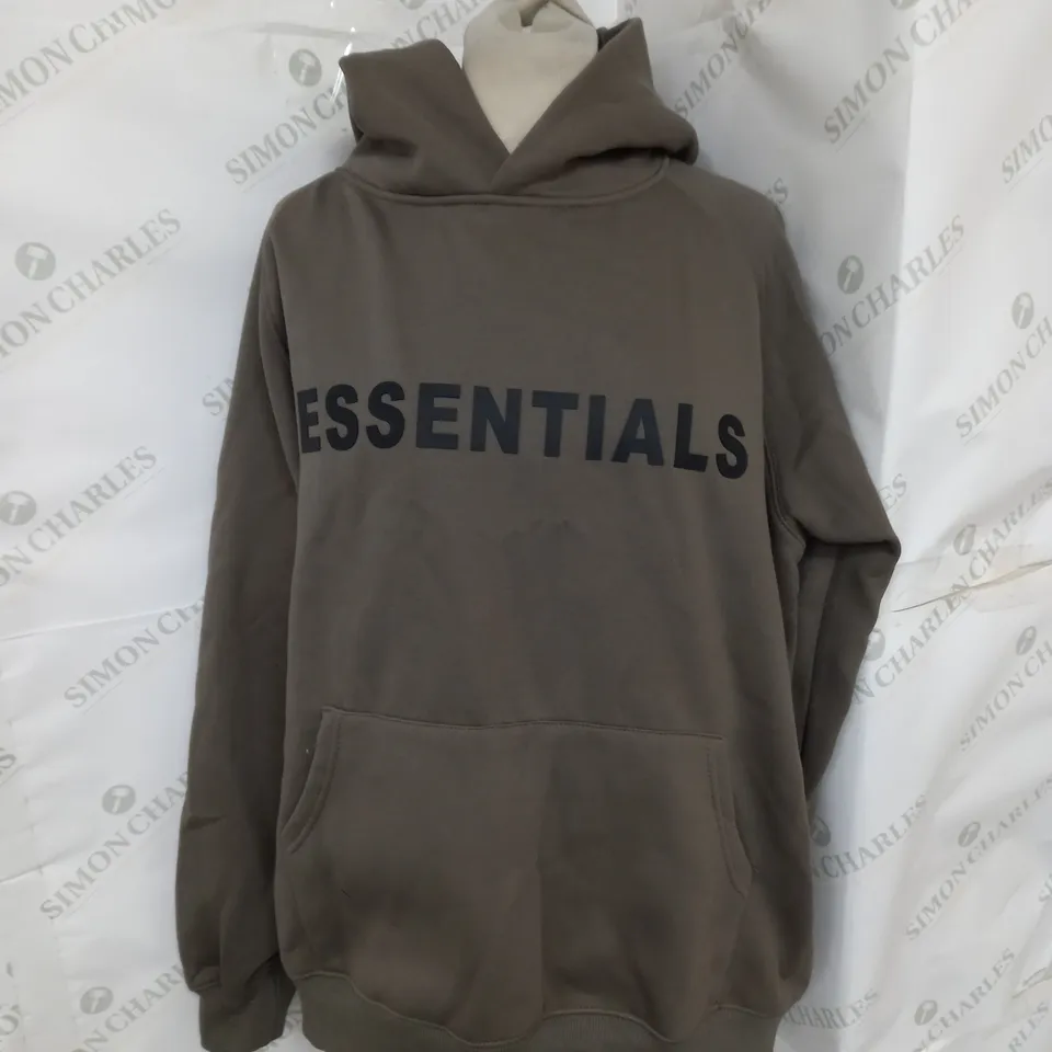 ESSENTIALS HOODIE IN DARK KHAKI SIZE S