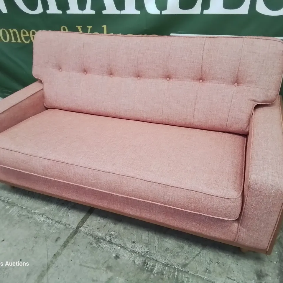 QUALITY BRITISH DESIGNER & MANUFACTURED G PLAN VINTAGE 59 SMALL SOFA FIZZLE RHUBARB FABRIC 