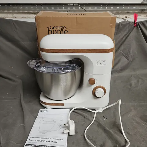 BOXED MATT SCANDI STAND MIXER IN WHITE/WOOD - COLLECTION ONLY