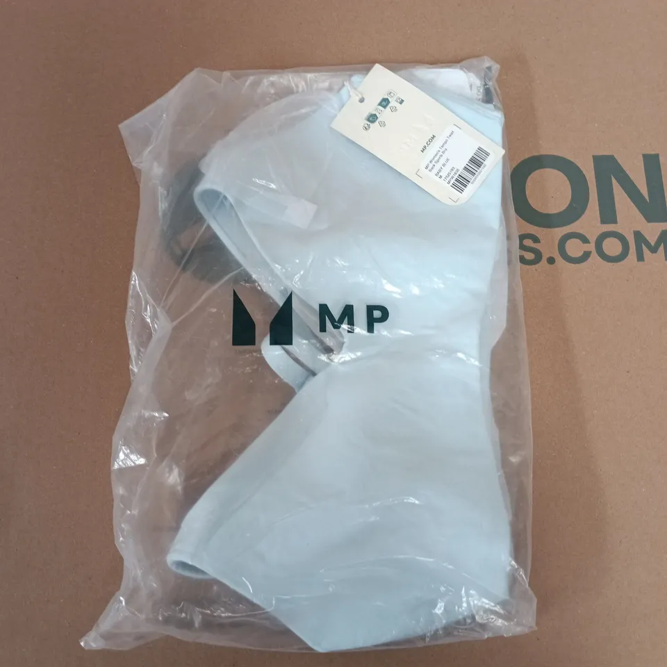BAGGED MY PROTEIN WOMENS TEMPO TWIST BACK SPORTS BRA IN BABY BLUE - MEDIUM