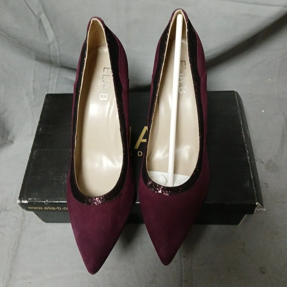 ELIA.B LONDON DIANA BURGUNDY SUEDE HIGH HEEL SHOES, UK 7 (EU 40)