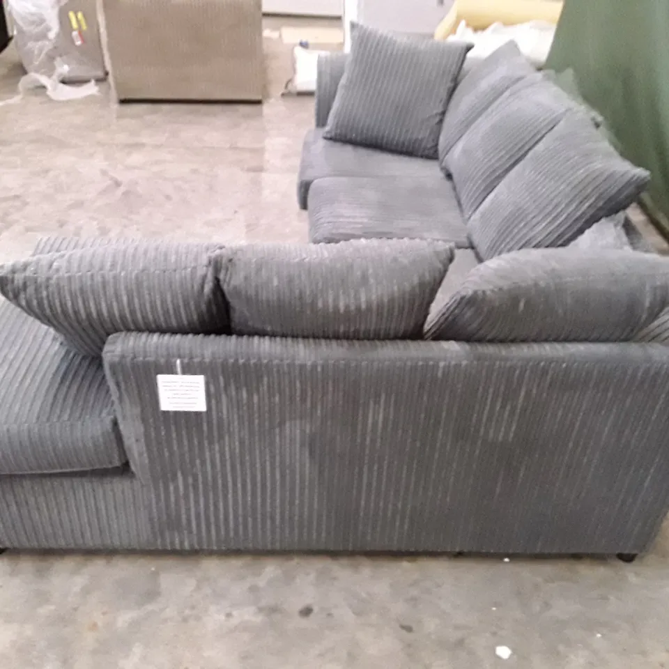 QUALITY DESIGNER CORNER SOFA  - DARK GREY CORDUROY FABRIC 