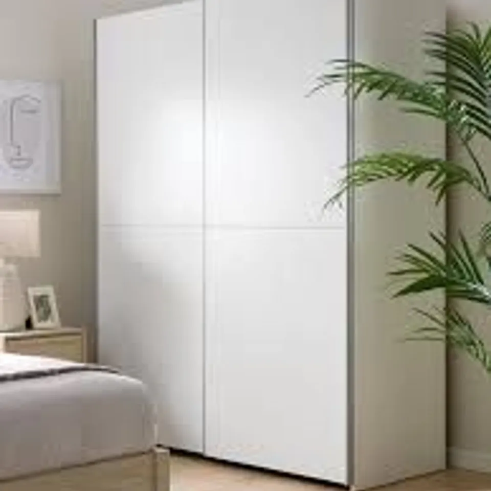 BOXED HOUSTON 150cm 2 SLIDING DOOR WARDROBE - WHITE (4 BOXES)
