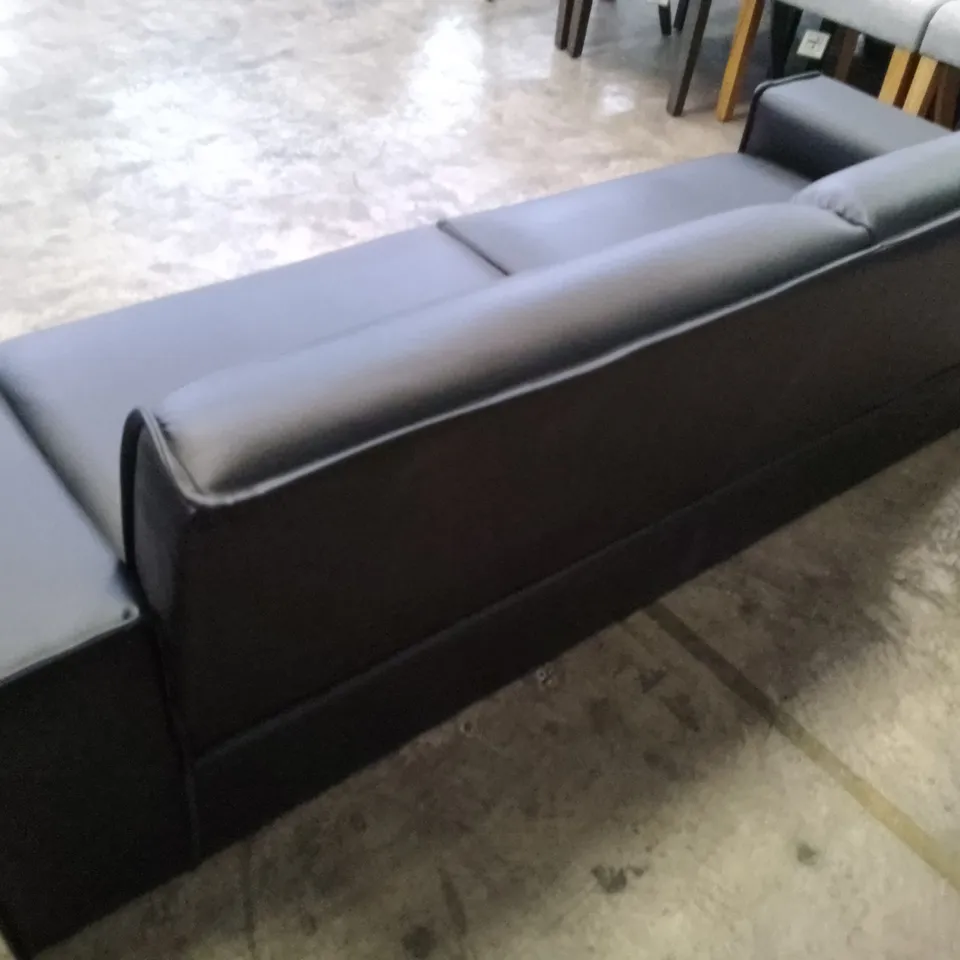 QUALITY DESIGNER ELLISON 3 SEATER SOFA - BLACK LEATHER