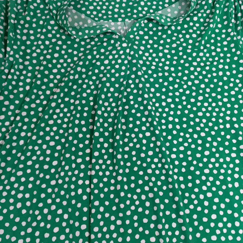 DANNI MINOGUE 3/4 DRESS TEAL WHITE SPOT 2XL