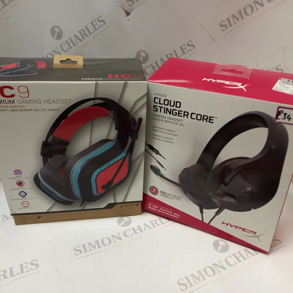 APPROXIMATELY 6 ASSORTED BOXED HEADSETS/HEADPHONES TO INCLUDE GIOTECK, HYPER X, ETC