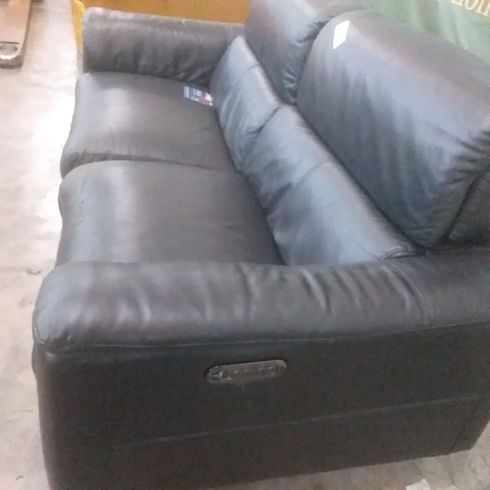 QUALITY DESIGNER ILLINOIS 3 SEATER DOUBLE POWER RECLINER SOFA WITH DOUBLE POWER HEADREST - BLACK LEATHER