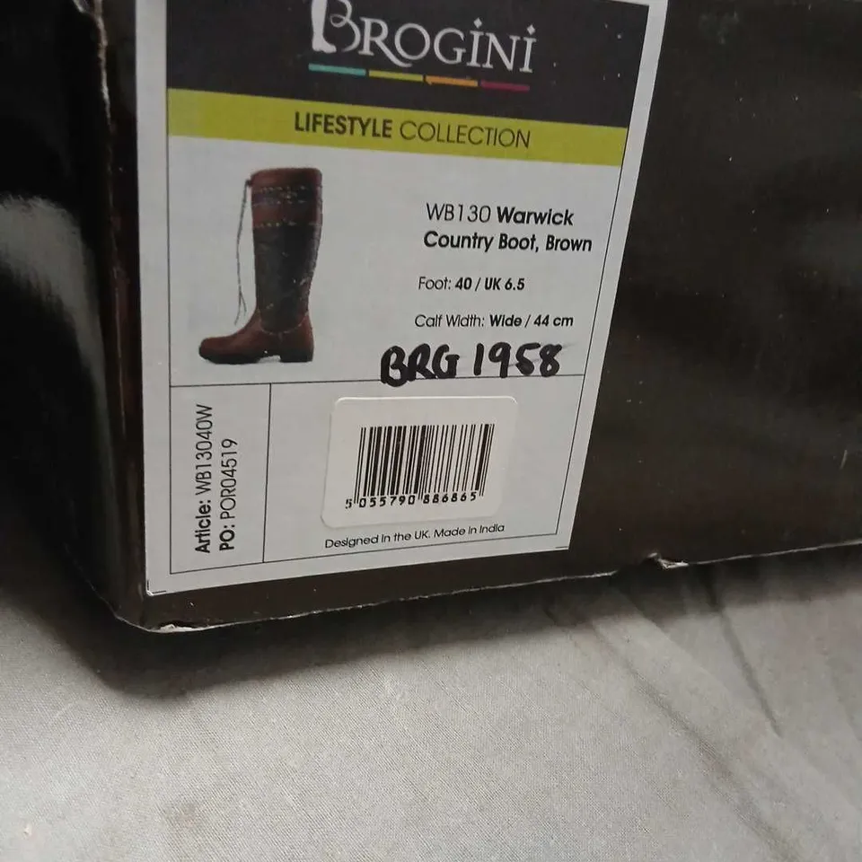 BROGINI WB130 WARWICK COUNTRY BOOT, BROWN – UK 6.5 (EU 40), CALF WIDTH WIDE 44 CM