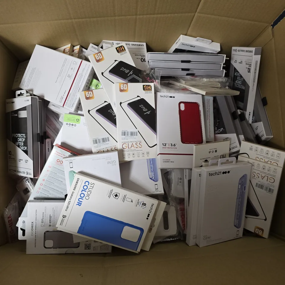 APPROXIMATELY 150 ASSORTED PHONE CASES/SCREEN PROTECTORS IN VARIOUS SIZES, STYLES & MODELS TO INCLUDE BRANDS SUCH AS GEAR4, TECH1, INVISIBLE SHIELD, ETC - COLLECTION ONLY