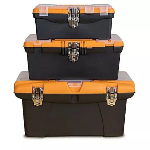 BUILDCRAFT 3 PIECE TOOL BOX SET WITH REMOVABLE STORAGE TRAYS