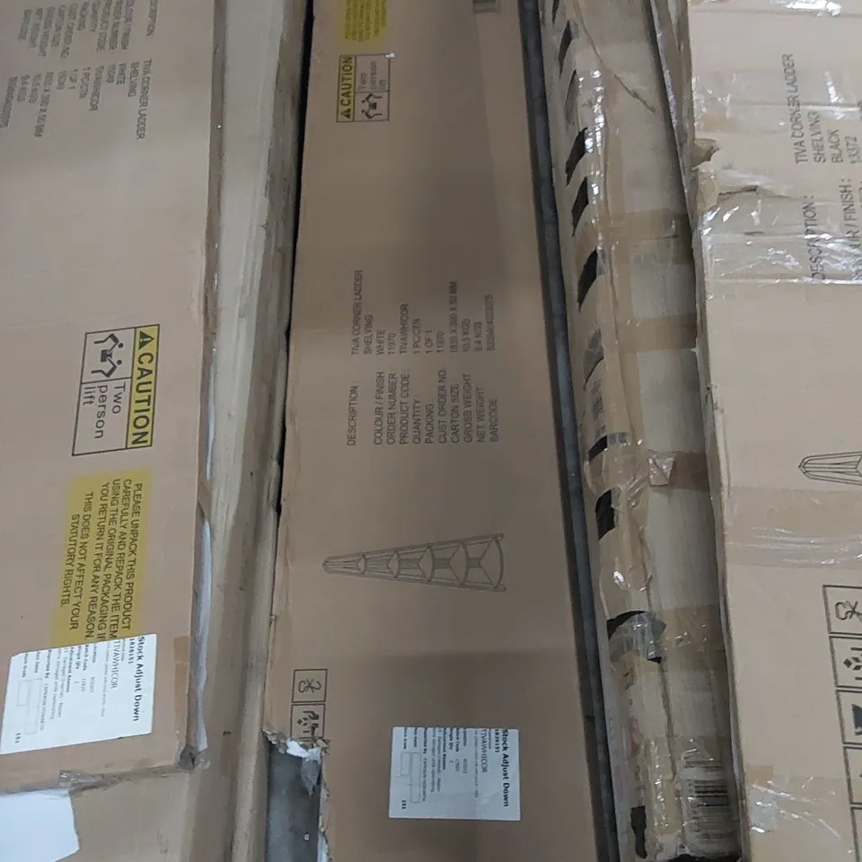 BOXED TIVA CORNER LADDER SHELVING UNIT - WHITE (1 BOX)