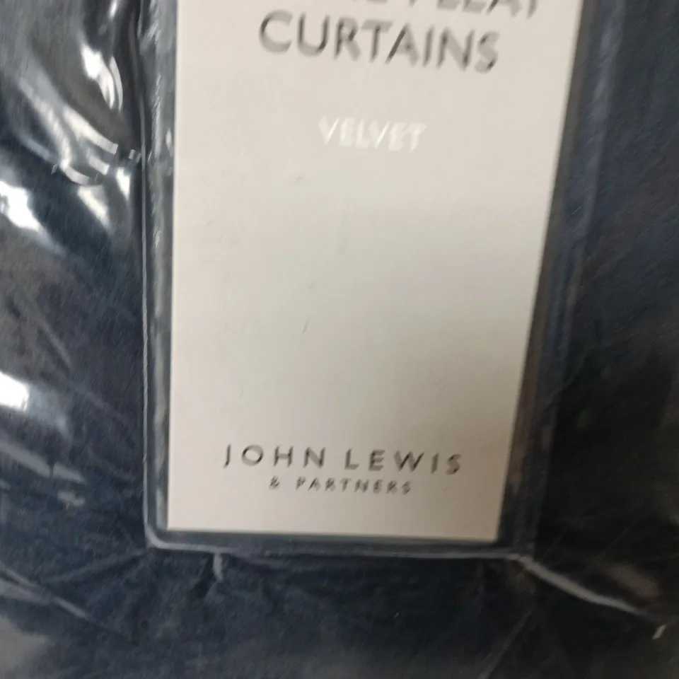 JOHN LEWIS VELVET PENCIL PLEAT CURTAINS – ONE PAIR