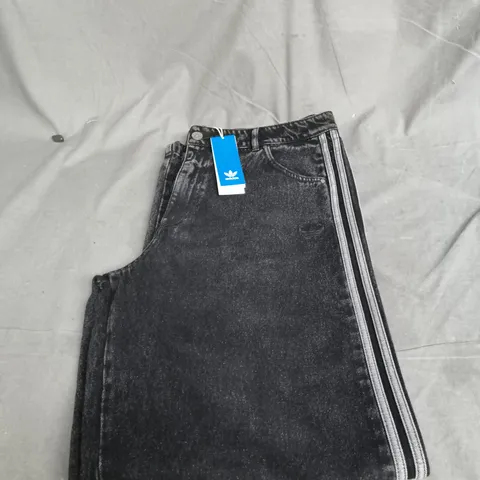 ADIDAS BLACK 3-STRIPE DENIM JEANS - SIZE W36