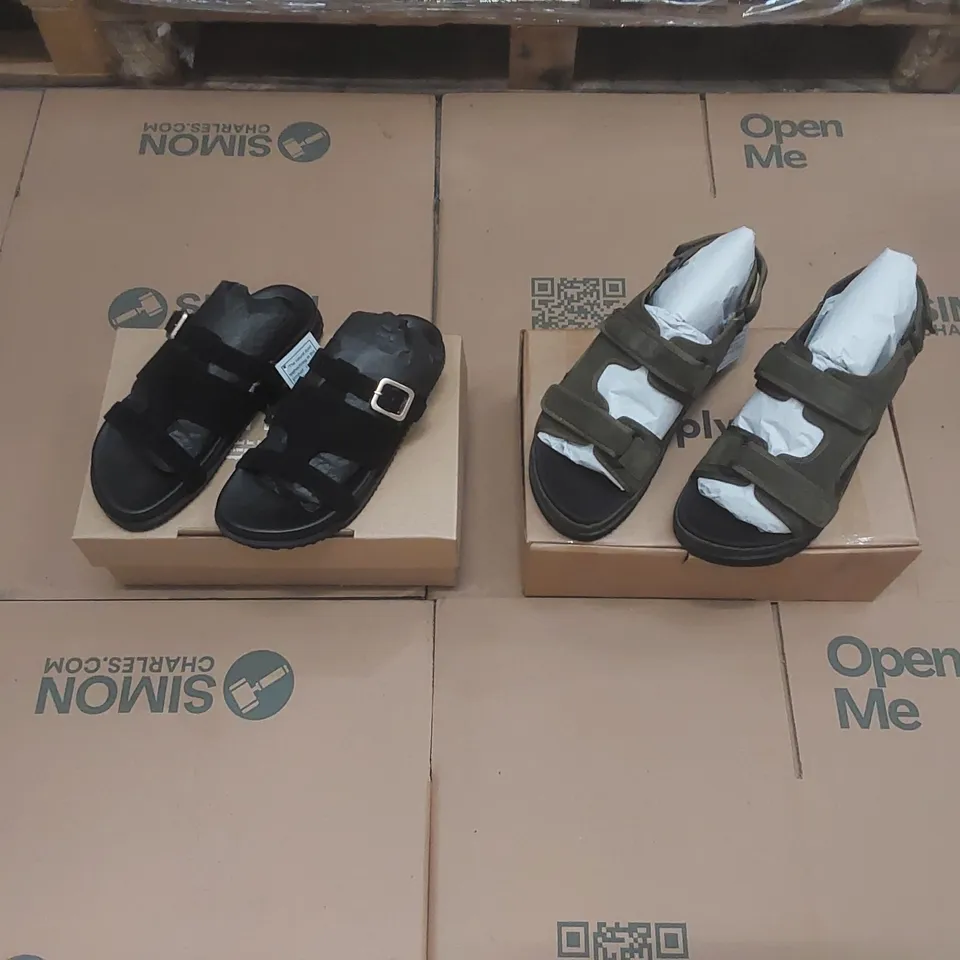 PALLET CONTAINING APPROXIMATELY 225x BRAND NEW ASSORTED DESIGNER SHOES INCLUDING: SIMPLY BE SANDALS, ANTHOLOGY SANDALS ECT