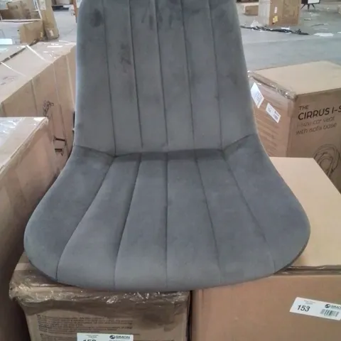BOXED SET OF 2 GREY VELVET DINING CHAIRS 