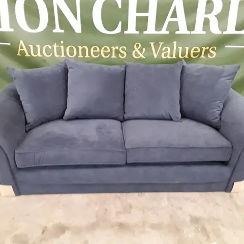 QUALITY DESIGNER 3 SEATER SOFA - DARK BLUE FABRIC