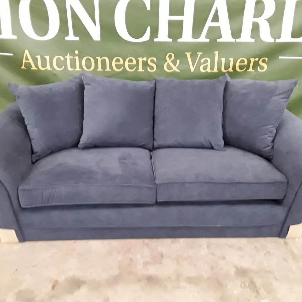 QUALITY DESIGNER 3 SEATER SOFA - DARK BLUE FABRIC