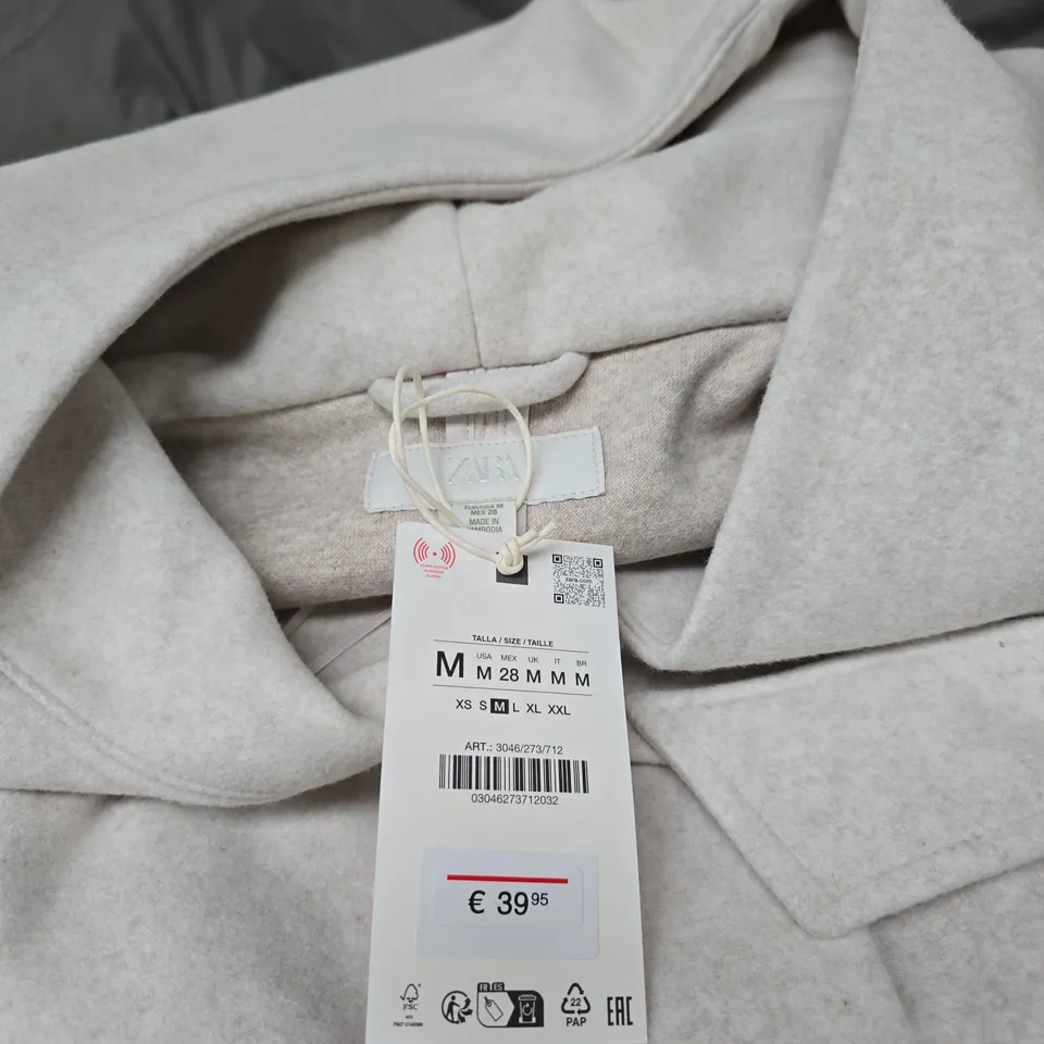 ZARA BEIGE LONG BELTED COAT – WOMEN'S OUTERWEAR, SIZE M (TAG ATTACHED)