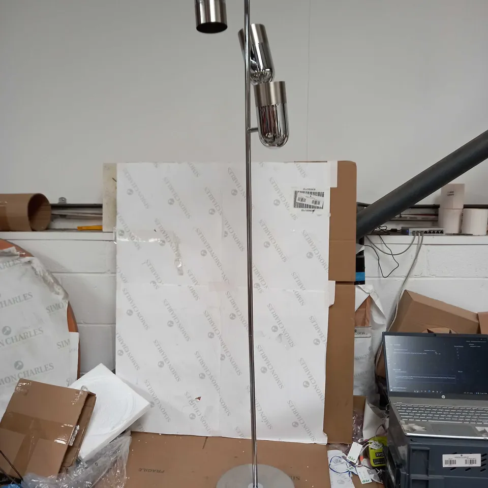 KAZAN 3-LIGHT FLOOR LAMP SATIN CHROME AND POLISHED CHROME