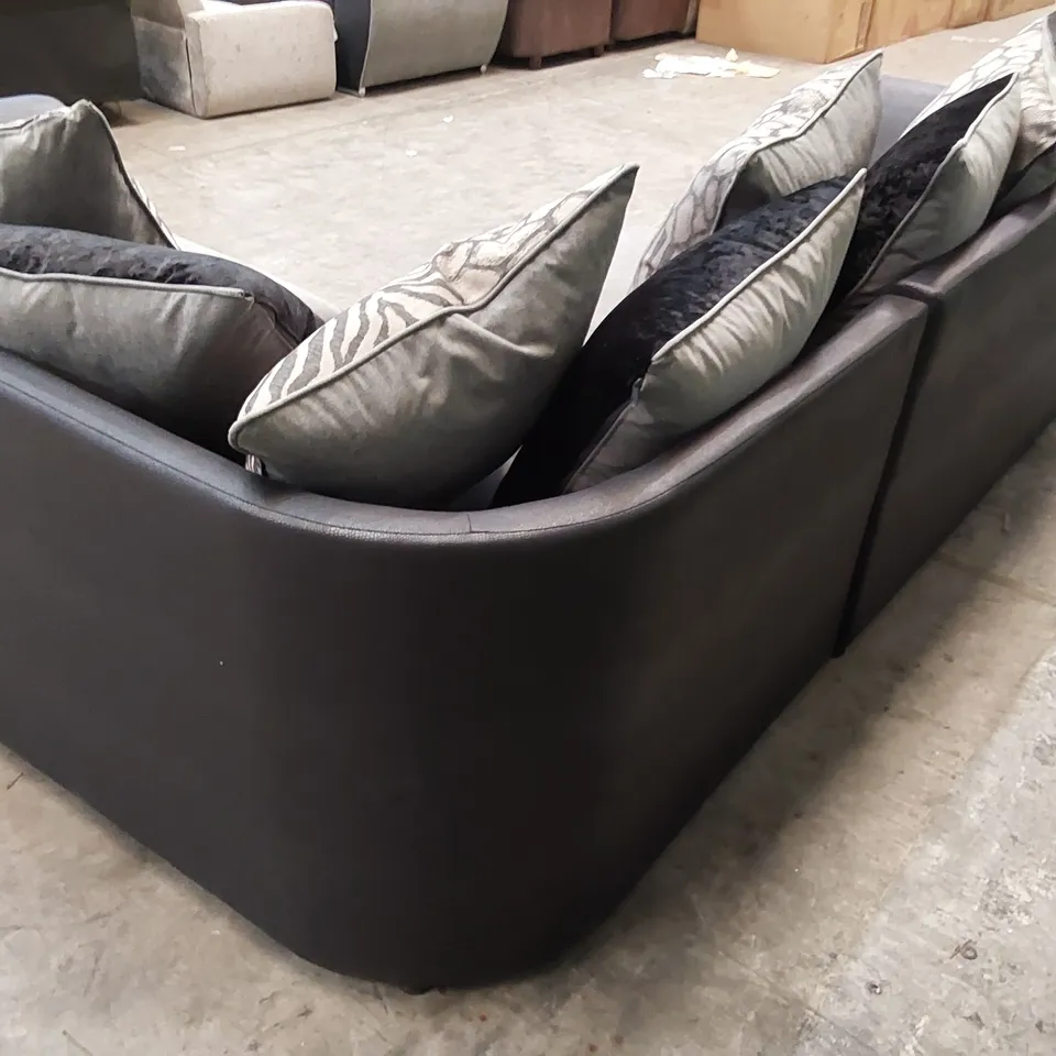 QUALITY DESIGNER HILTON CORNER SOFA - BLACK/CHARCOAL 