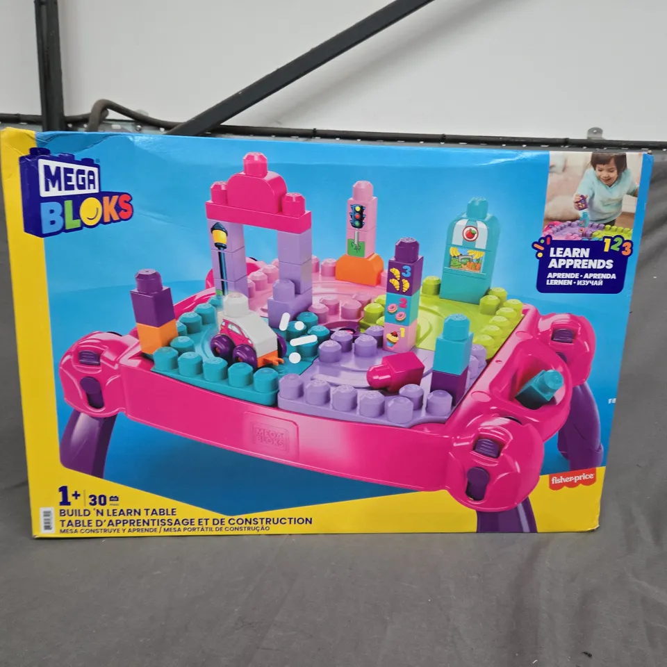 MEGA - FIRST BUILDERS PINK BUILD 'N LEARN TABLE AND CONSTRUCTION BRICKS RRP £39.99